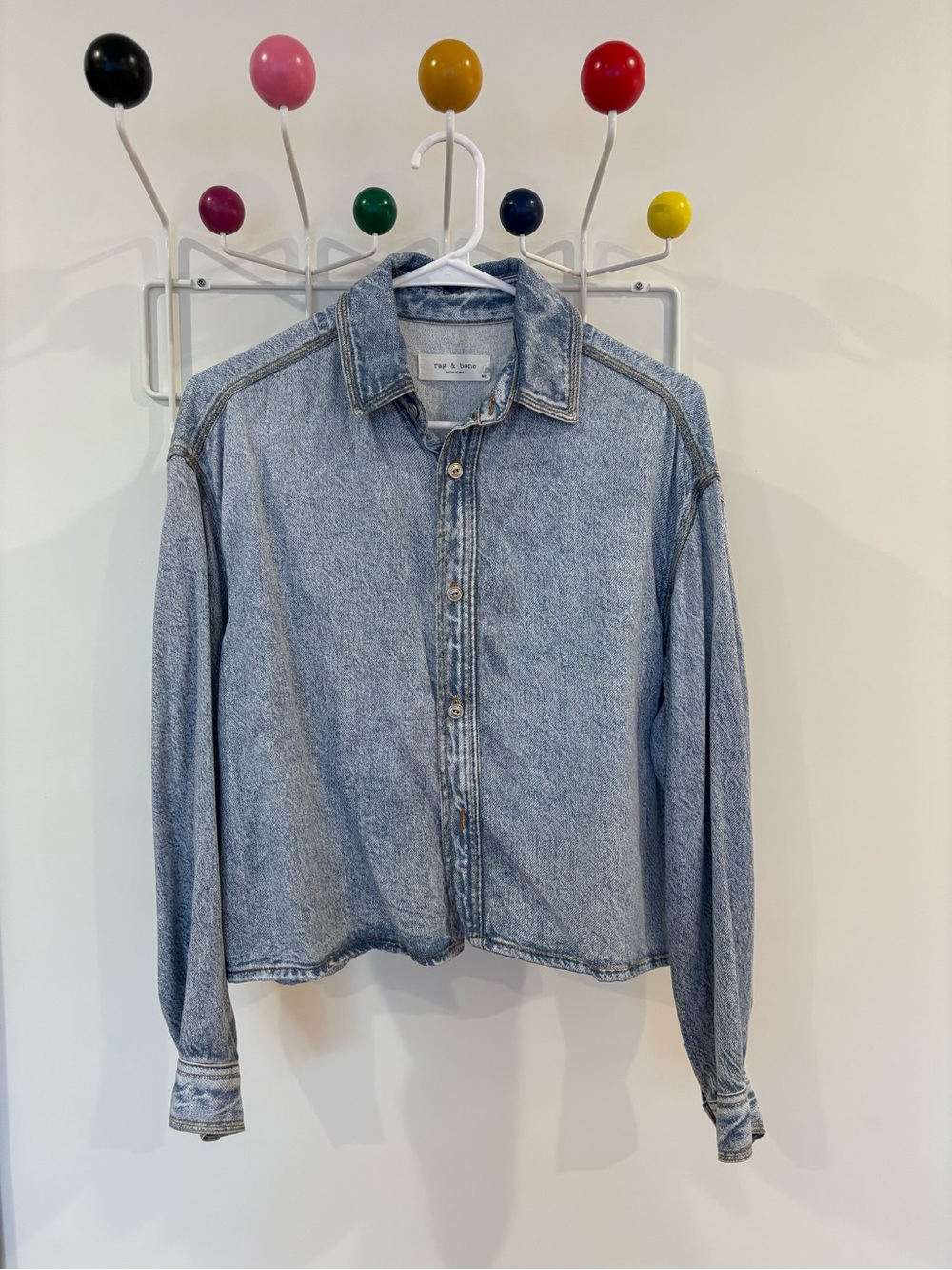 Rag & Bone Printed Denim Silky Shirt